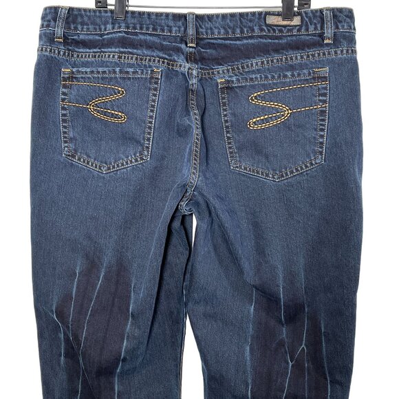 Seven7 High Rise Distressed Straight Jeans Plus Size 22 Dark Wash - Picture 9 of 10